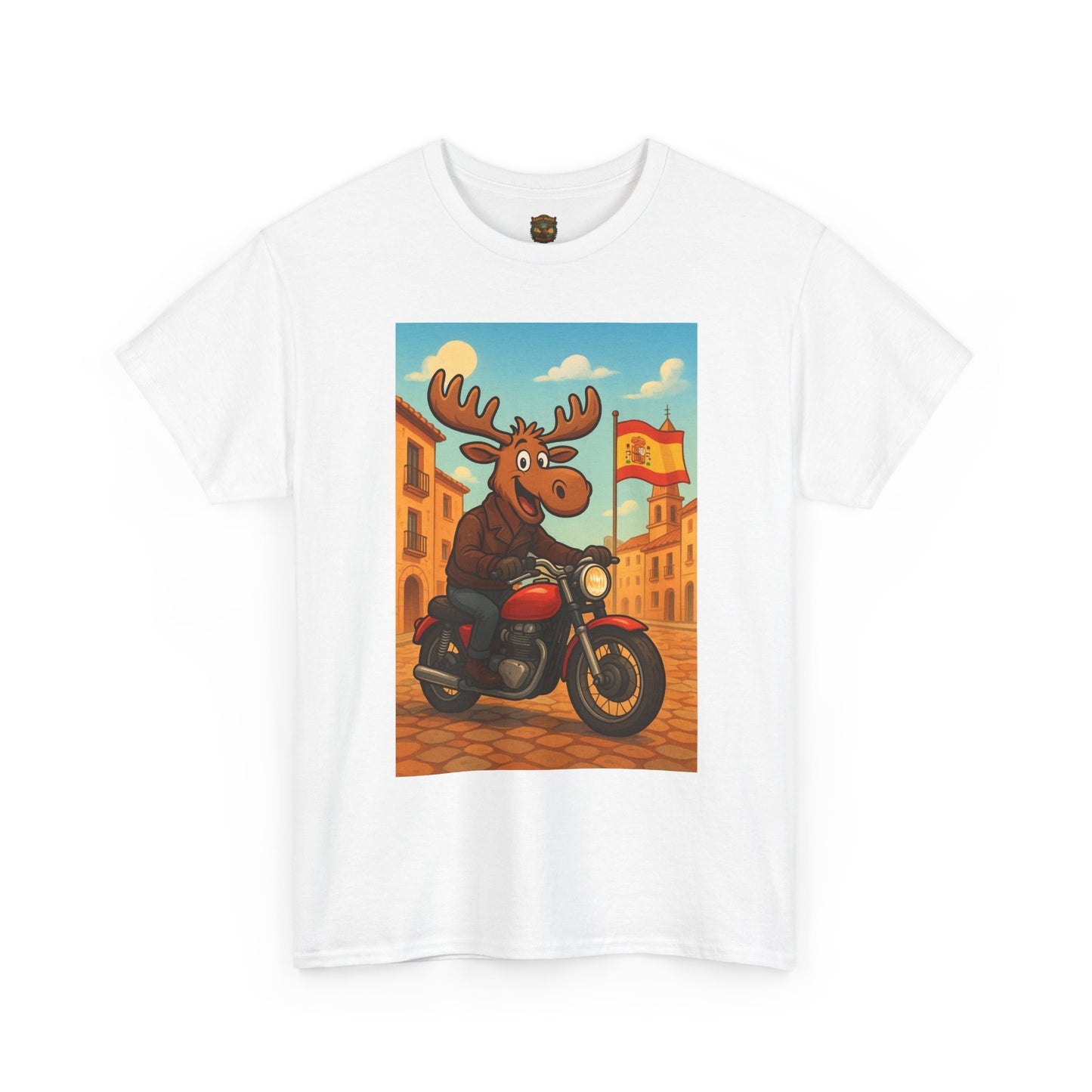 Happy Moose on a Motorcycle T-Shirt | Vintage Biker Animal Tee