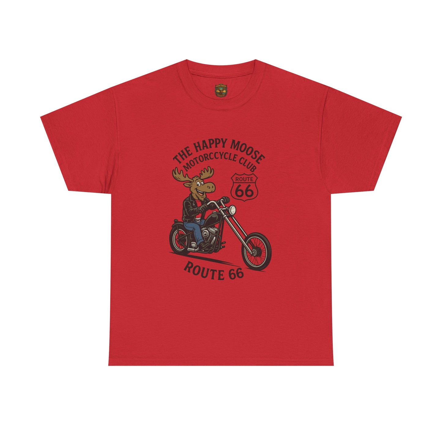 Happy Moose Motorcycle Club Route 66 T-Shirt | Moose Biker Tee