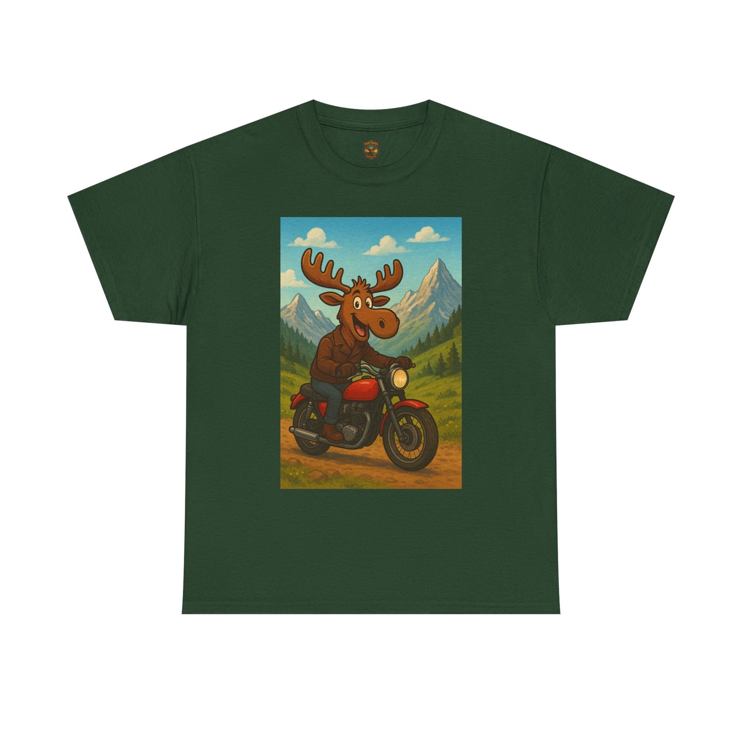 Happy Moose Motorcycle T-Shirt | Vintage Biker Moose Illustration