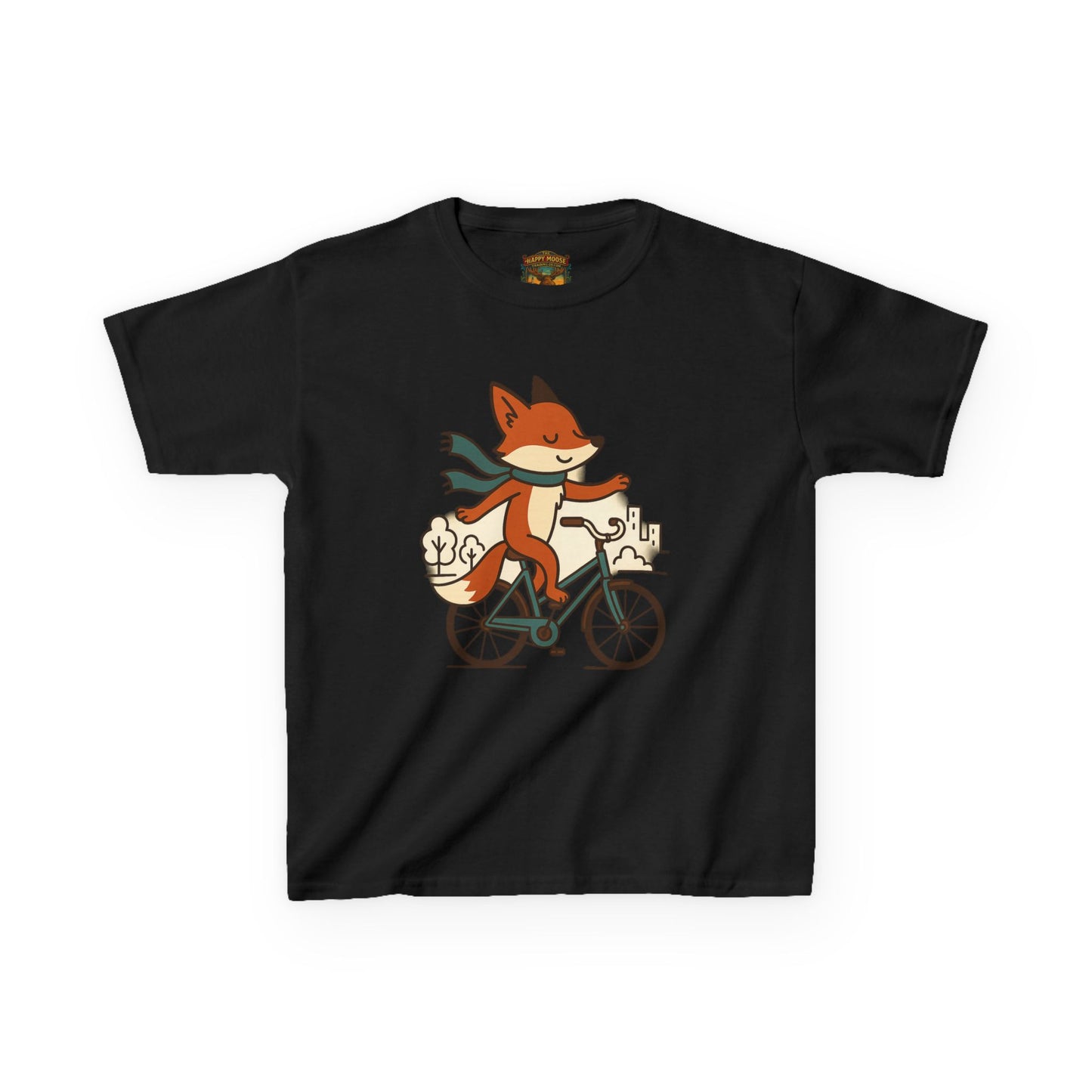 Kids Fox Bike T‑Shirt — Cute Riding Fox Illustration Tee