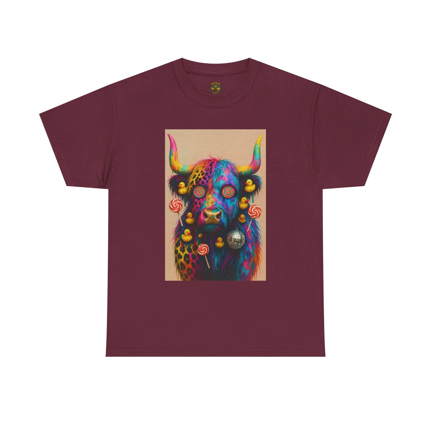 Psychedelic Highland Cow T-Shirt | Retro Rainbow Cow Art 6