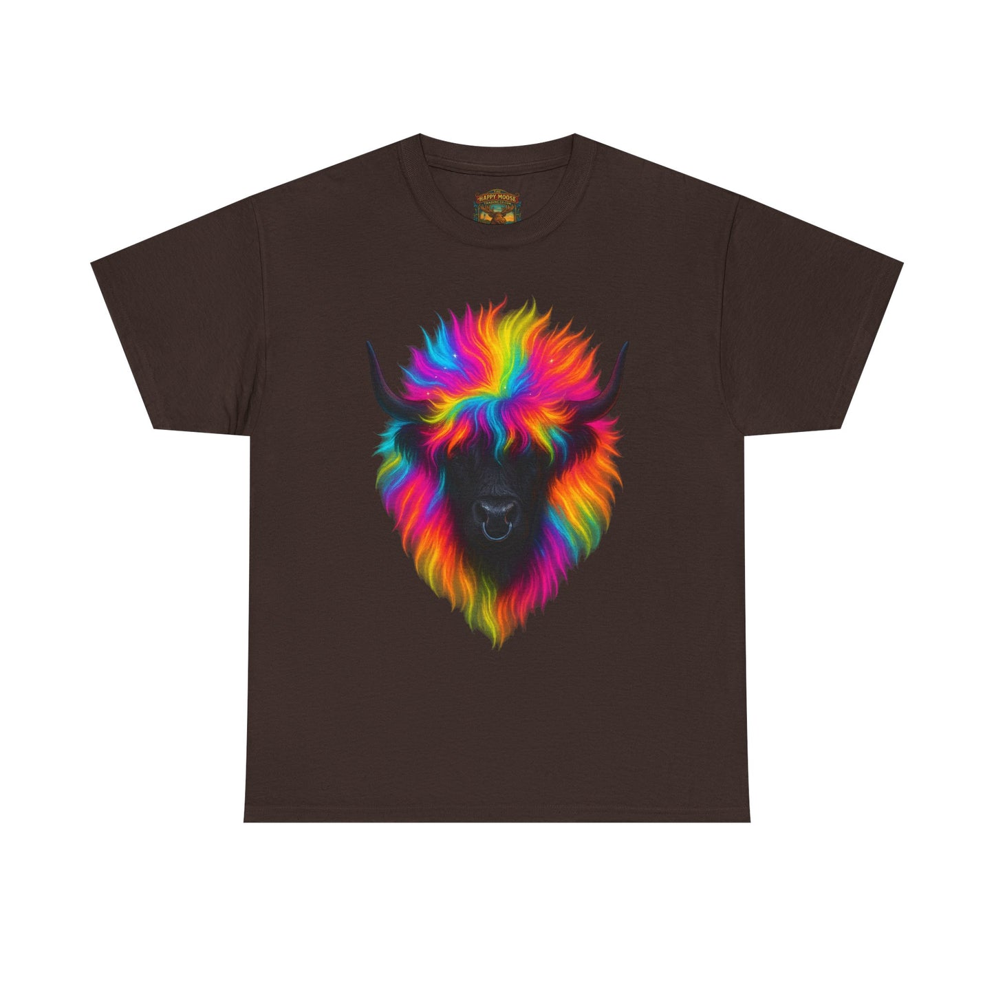 Rainbow Buffalo T-Shirt — Colorful Neon Bison Graphic Tee