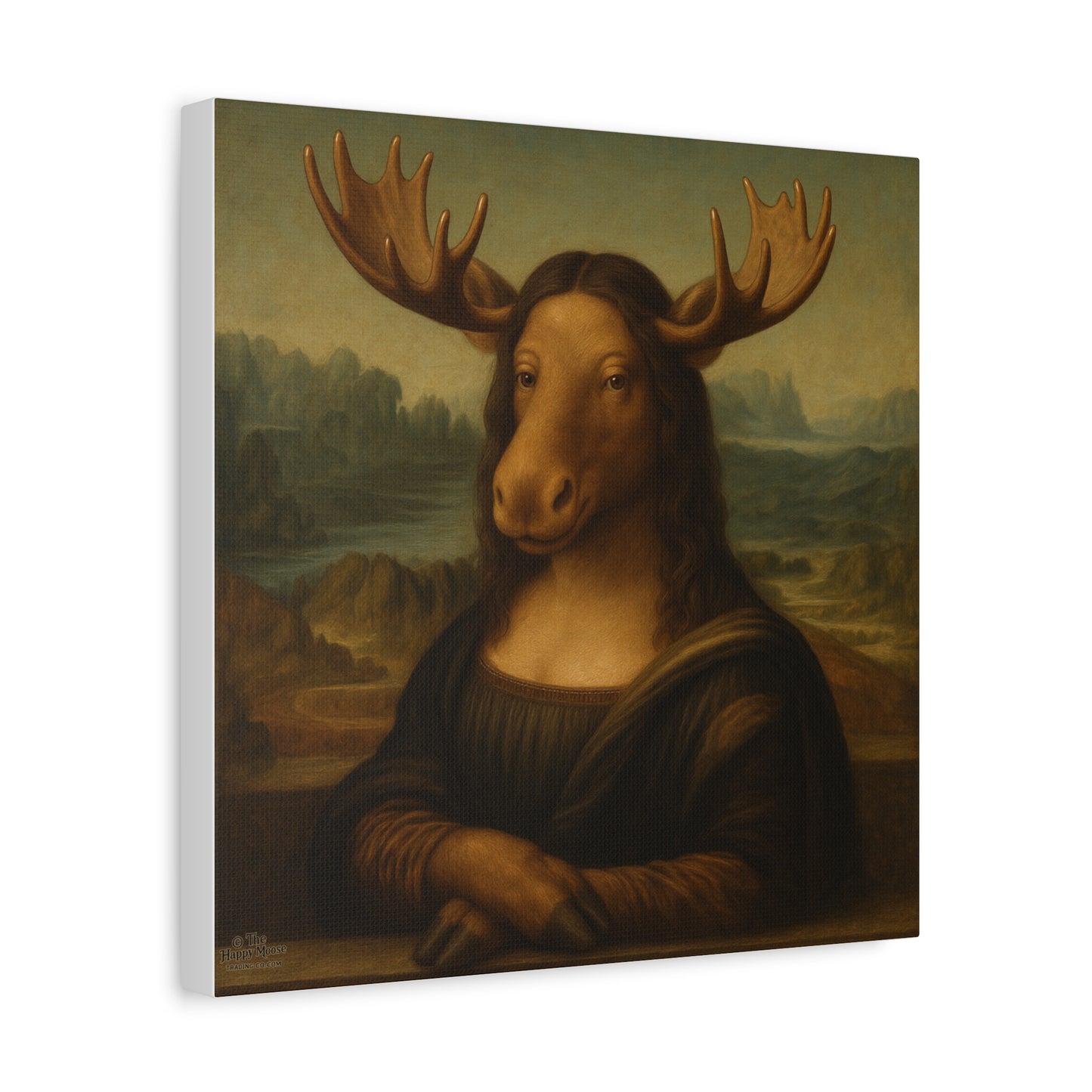 Mona Moose Canvas Print — Whimsical Animal Renaissance Wall Art