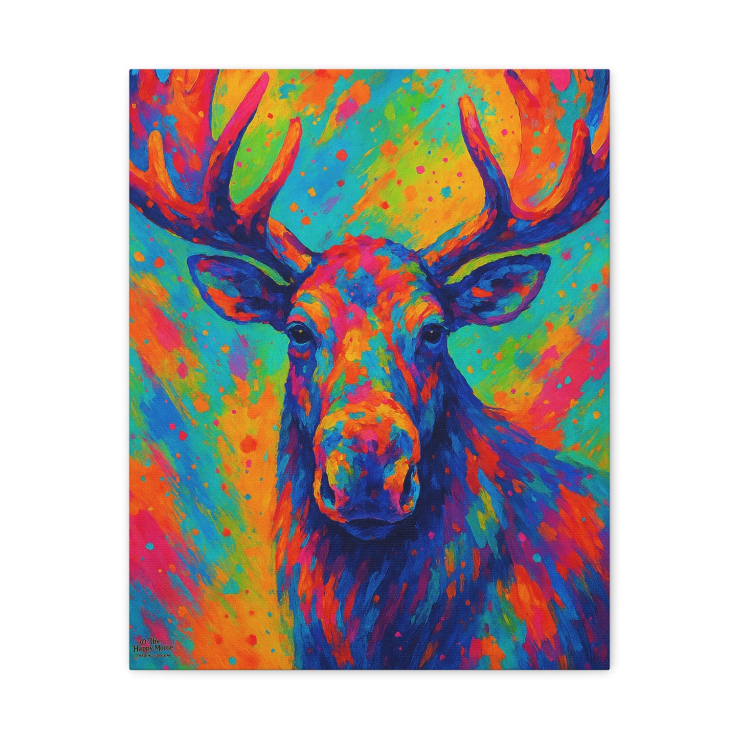 Colorful Moose Wall Art Canvas — Vibrant Wildlife Stretched Matte Canvas