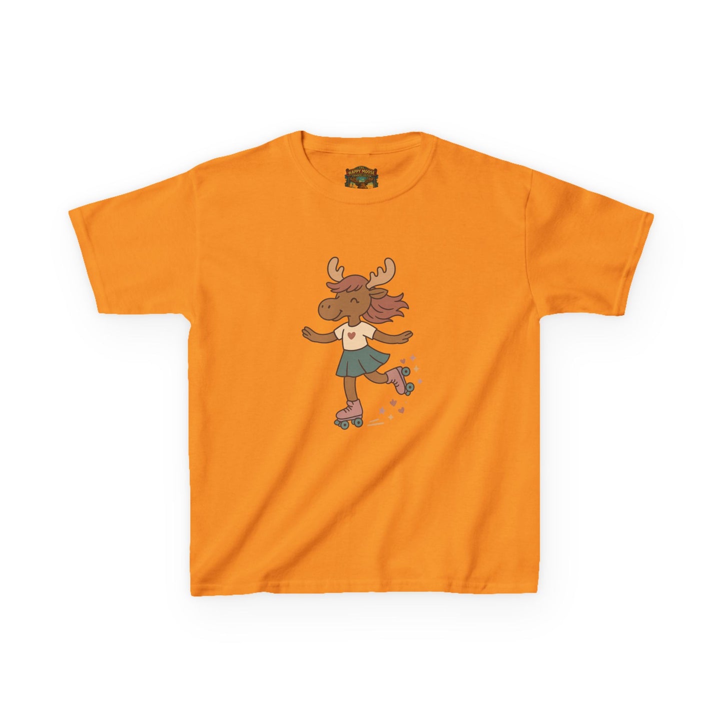 Kids Tee — Cute Roller-Skating Moose Girl Graphic