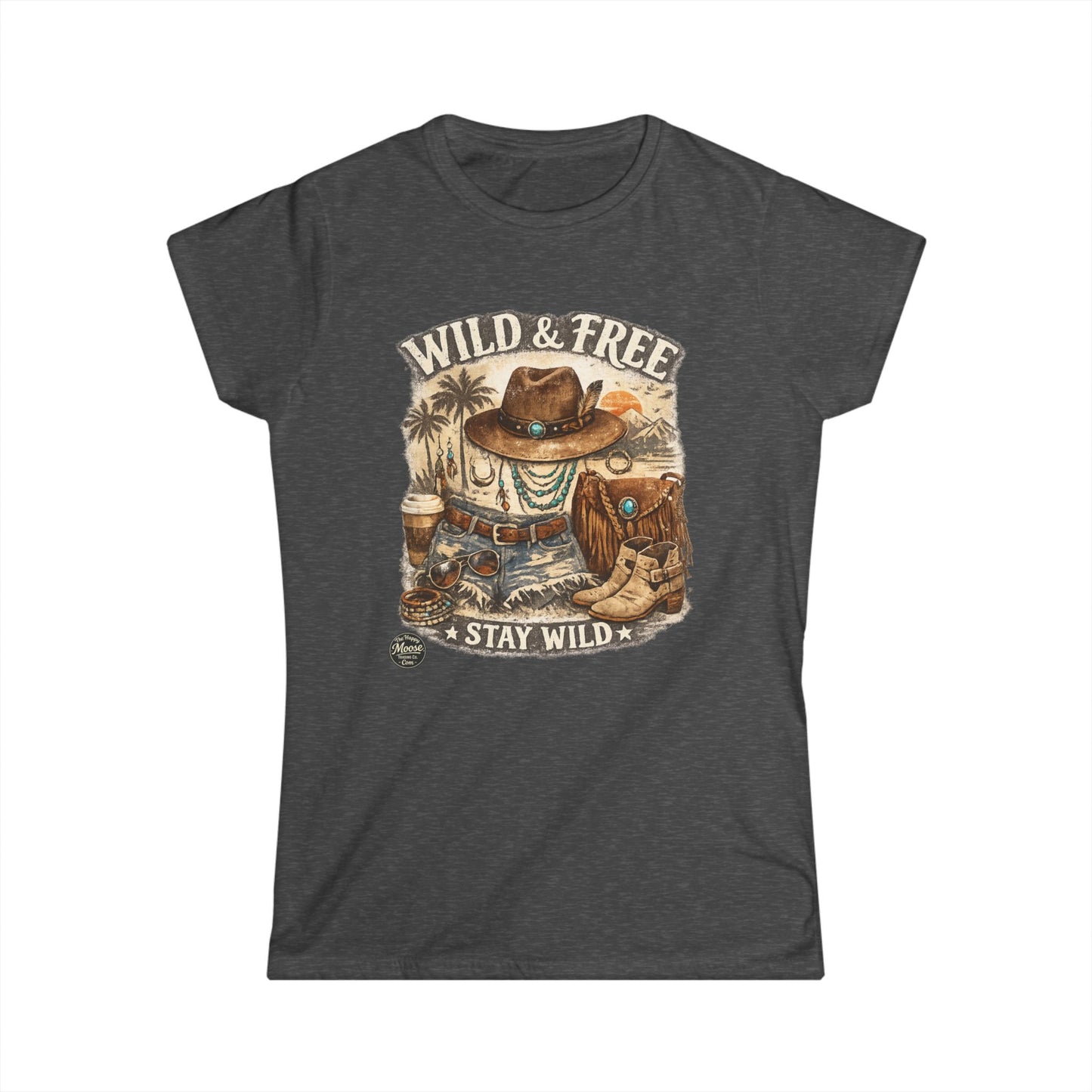 Wild & Free Western Graphic Tee — "Stay Wild" Cowboy Boho Women's Shirt