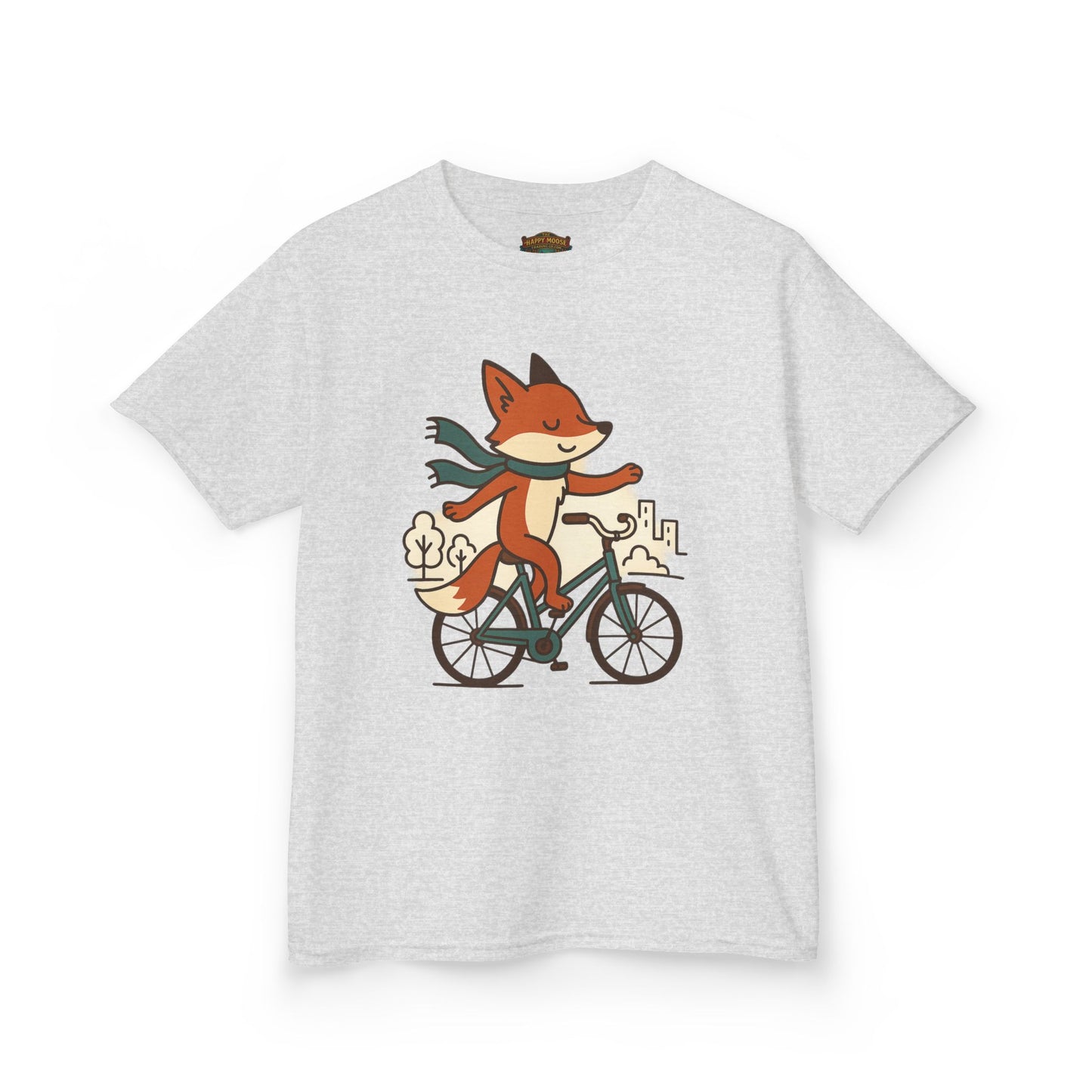 Kids Fox Bike T‑Shirt — Cute Riding Fox Illustration Tee