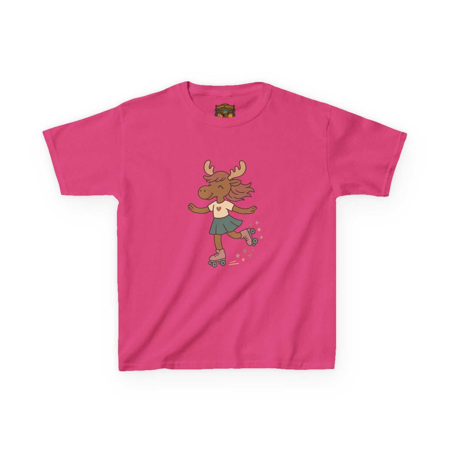Kids Tee — Cute Roller-Skating Moose Girl Graphic