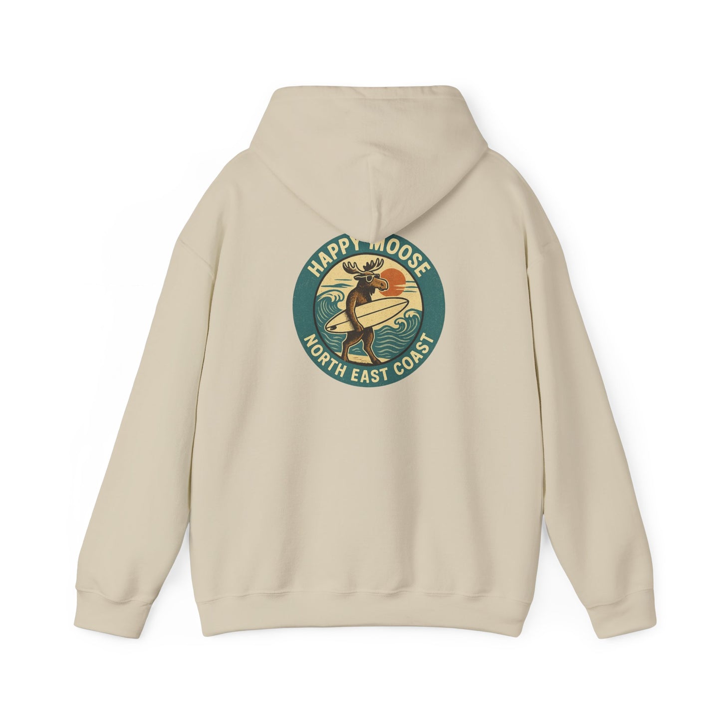 Moose Surf Hoodie – "Happy Moose North East Coast" Retro Surf Graphic