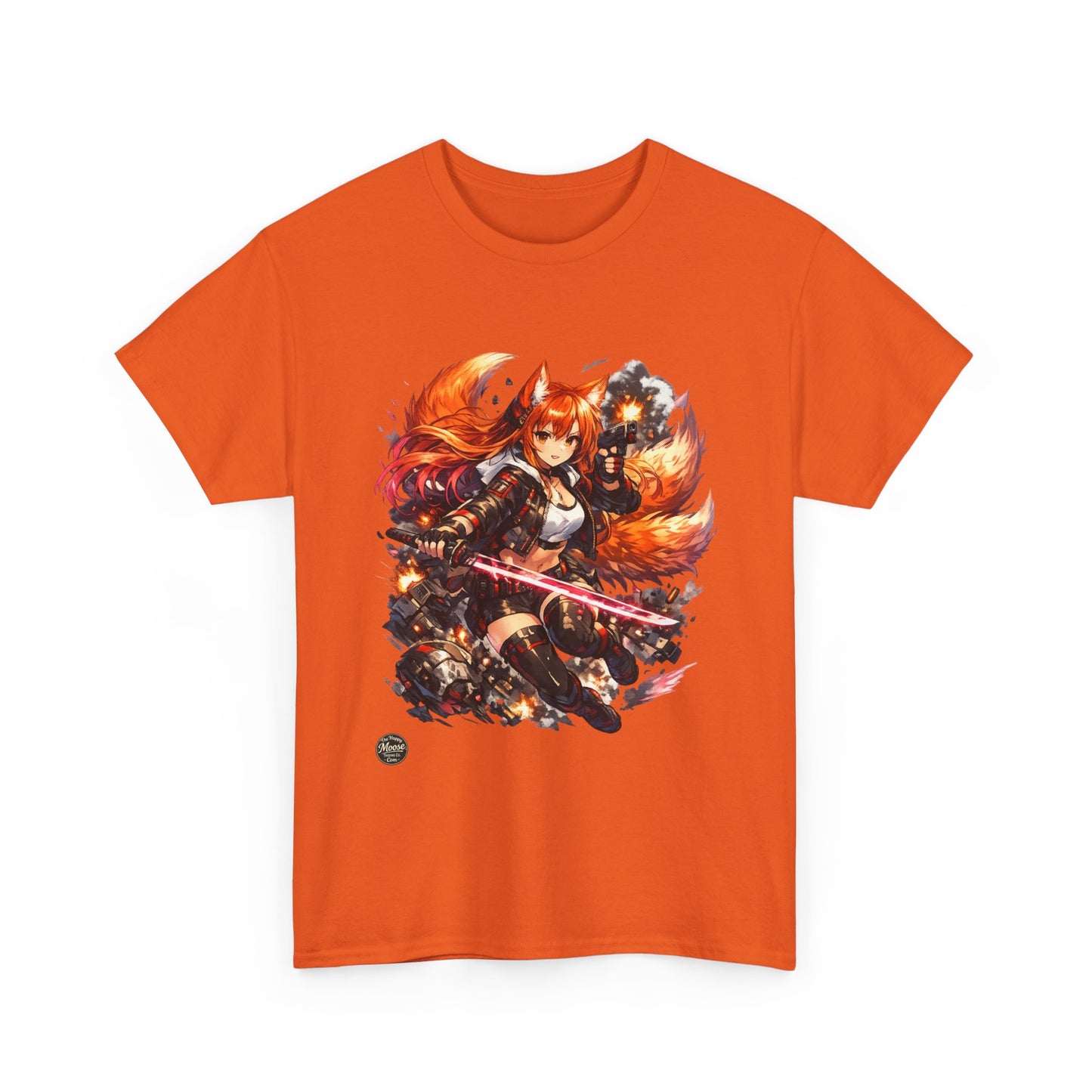Fox Warrior Anime T-Shirt — Samurai Kitsune Graphic Tee #E004