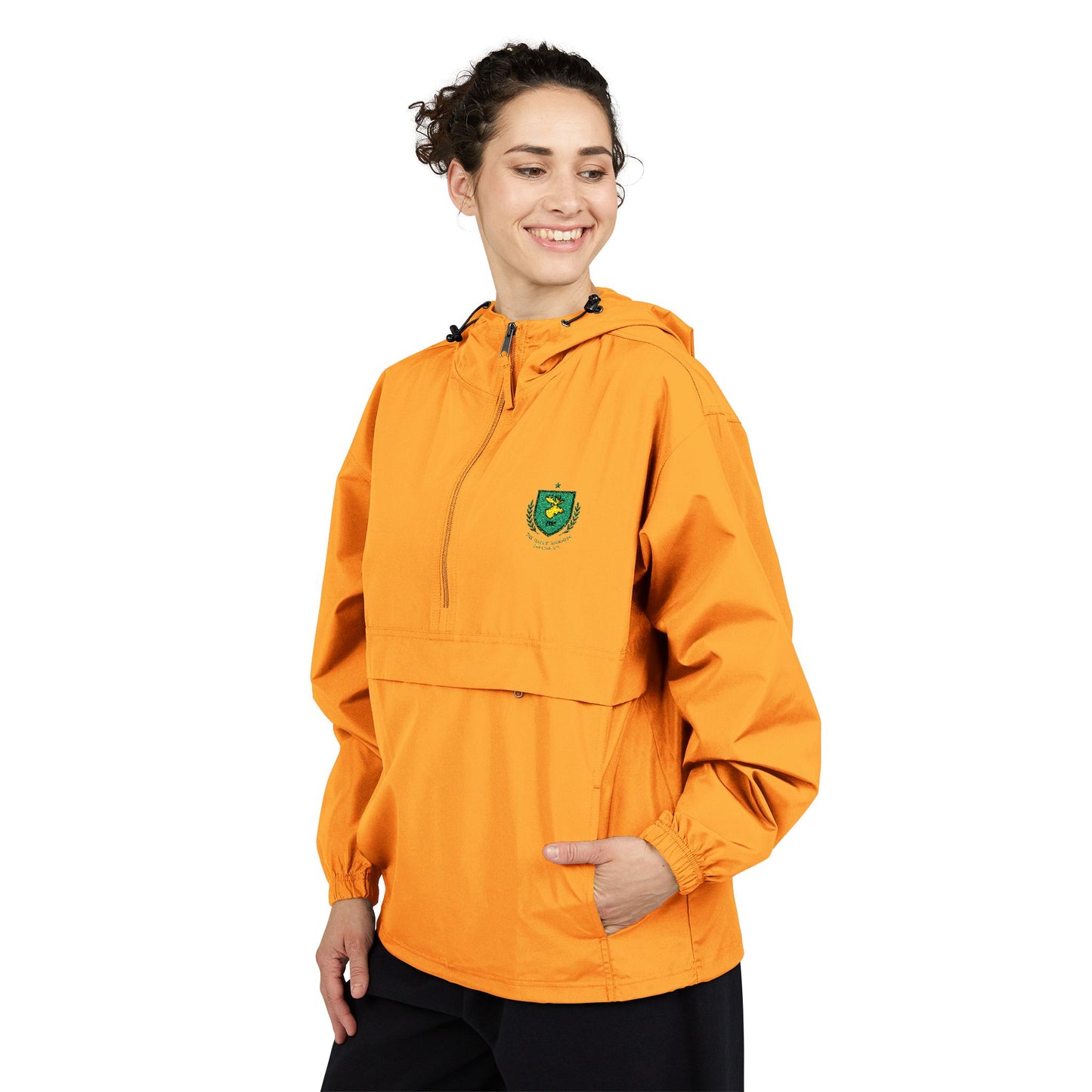 Yellow Packable Anorak Jacket — Small Green Crest Chest Logo