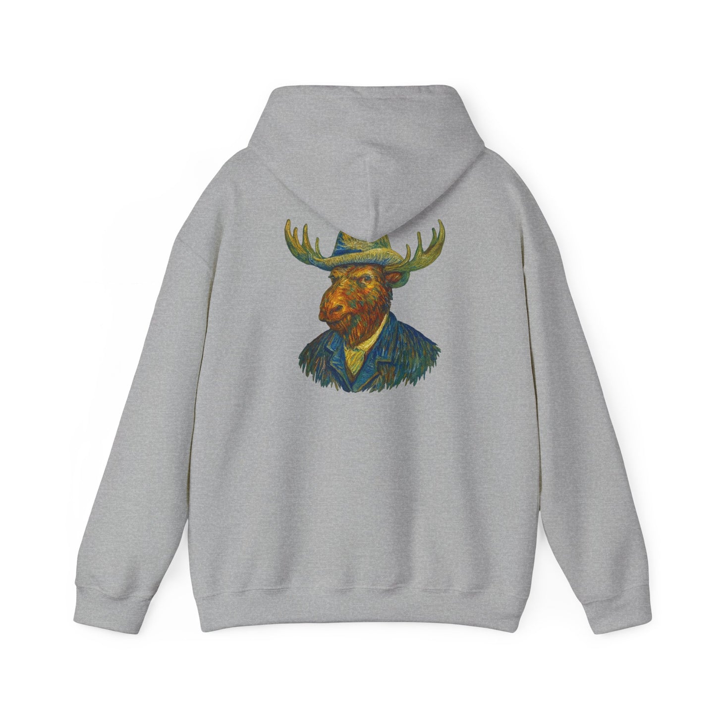 Van Gogh Moose Portrait Hoodie — Artistic Antlered Van Gogh Pullover