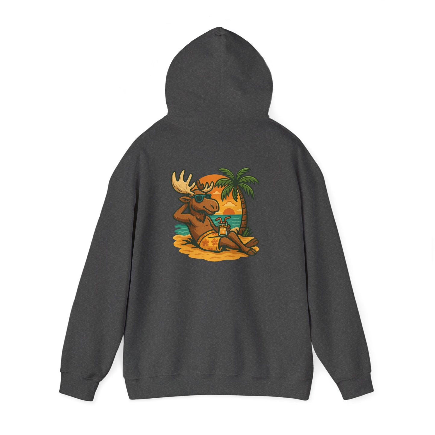 Hoodie — Relaxing Moose Beach Sunset Graphic Hooded Sweatshirt