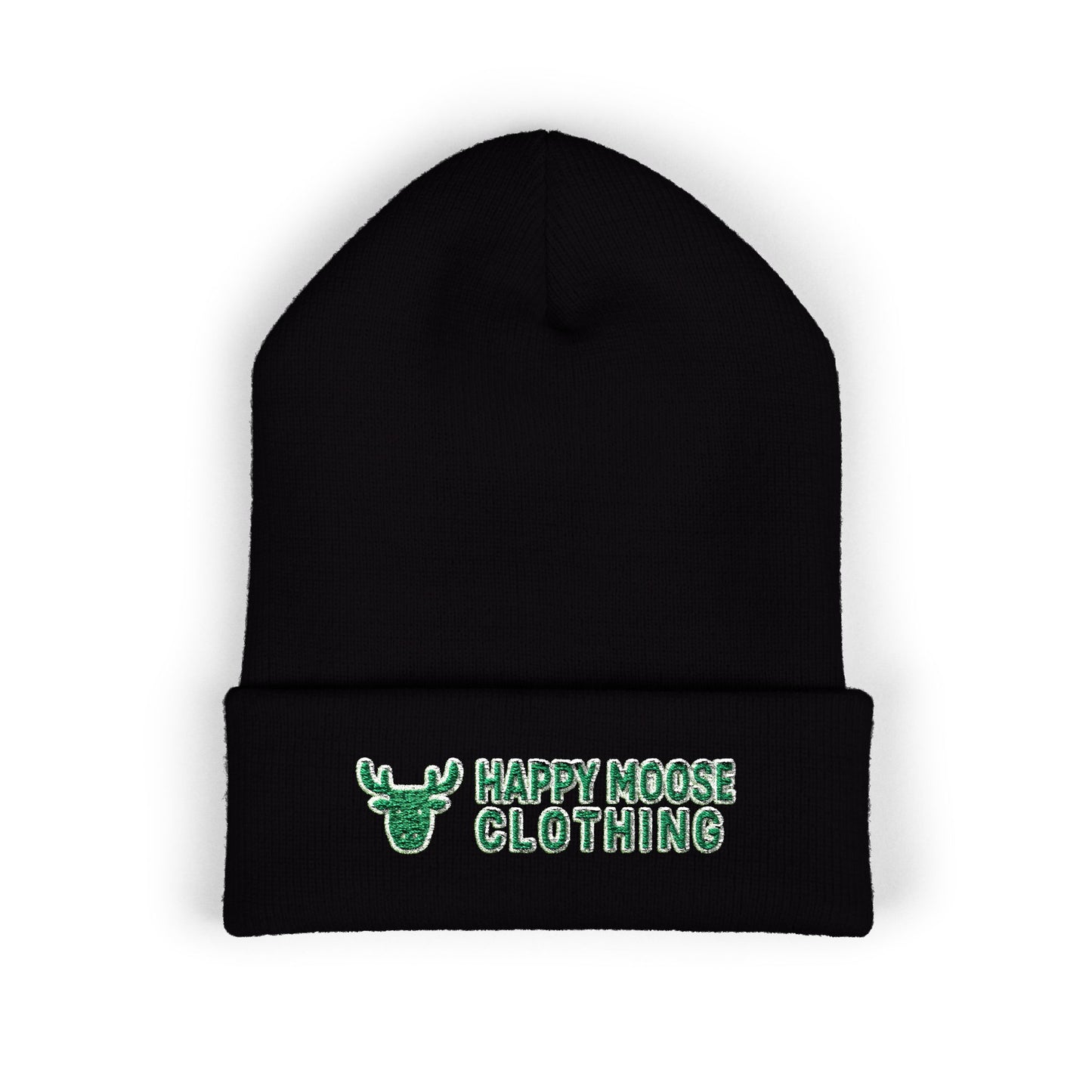 Happy Moose Embroidered Cuffed Beanie