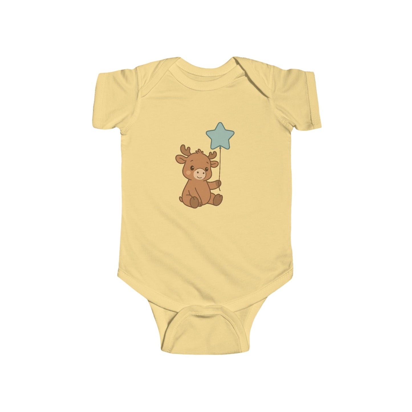Cute Moose Baby Bodysuit – Teddy Holding Star Onesie