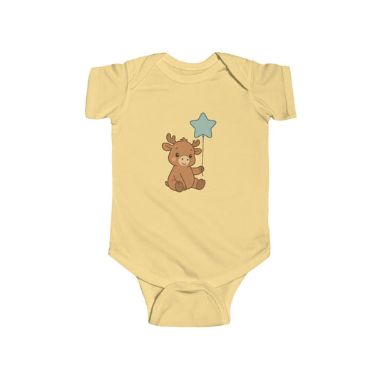 Cute Moose Baby Bodysuit – Teddy Holding Star Onesie