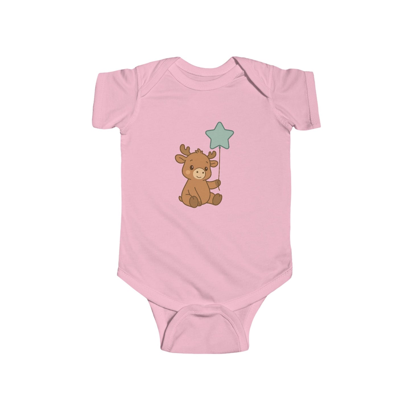 Cute Moose Baby Bodysuit – Teddy Holding Star Onesie