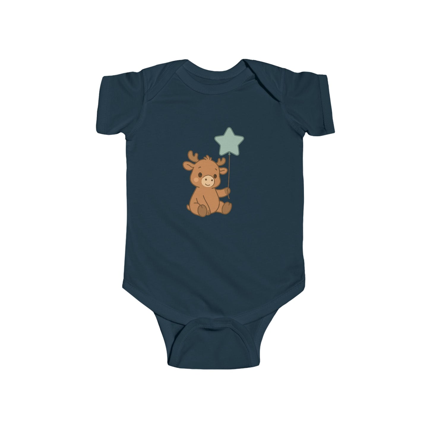 Cute Moose Baby Bodysuit – Teddy Holding Star Onesie