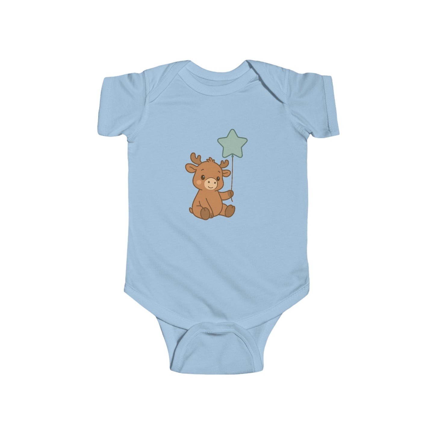 Cute Moose Baby Bodysuit – Teddy Holding Star Onesie