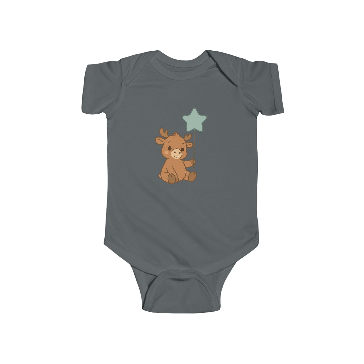 Cute Moose Baby Bodysuit – Teddy Holding Star Onesie