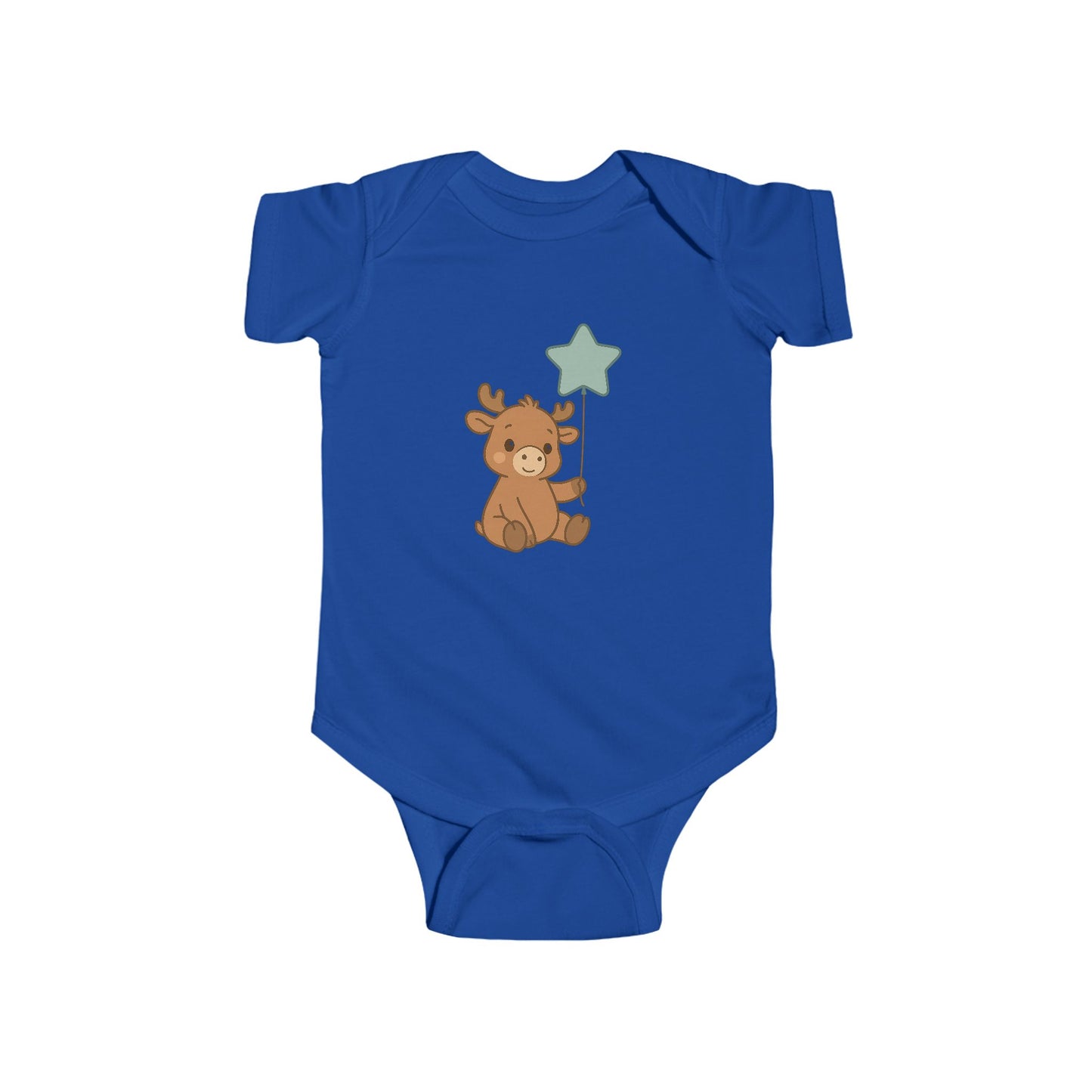 Cute Moose Baby Bodysuit – Teddy Holding Star Onesie