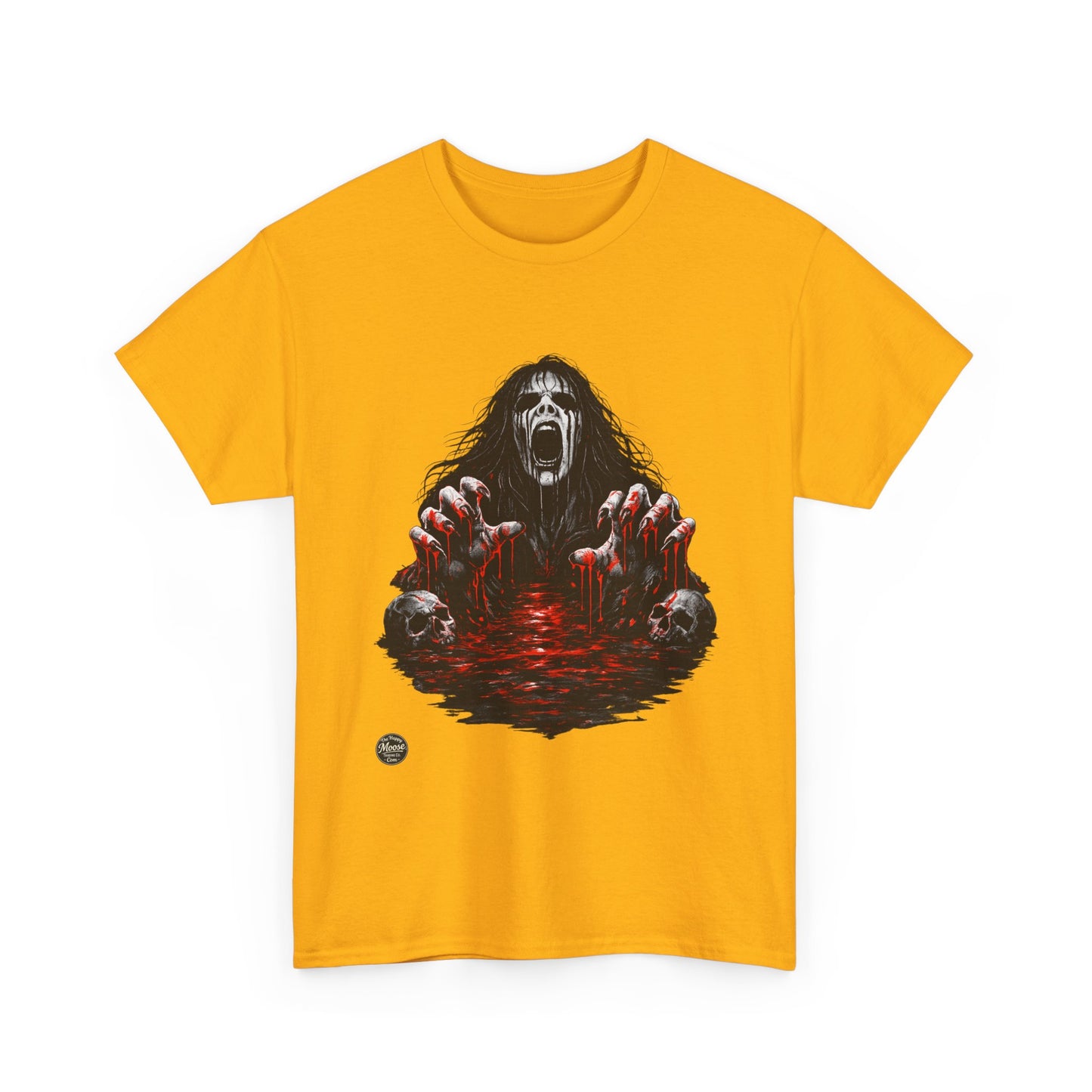 T-Shirt — Horror Scream Design with Red Blood Pool (Gothic Horror Tee)  EZ002