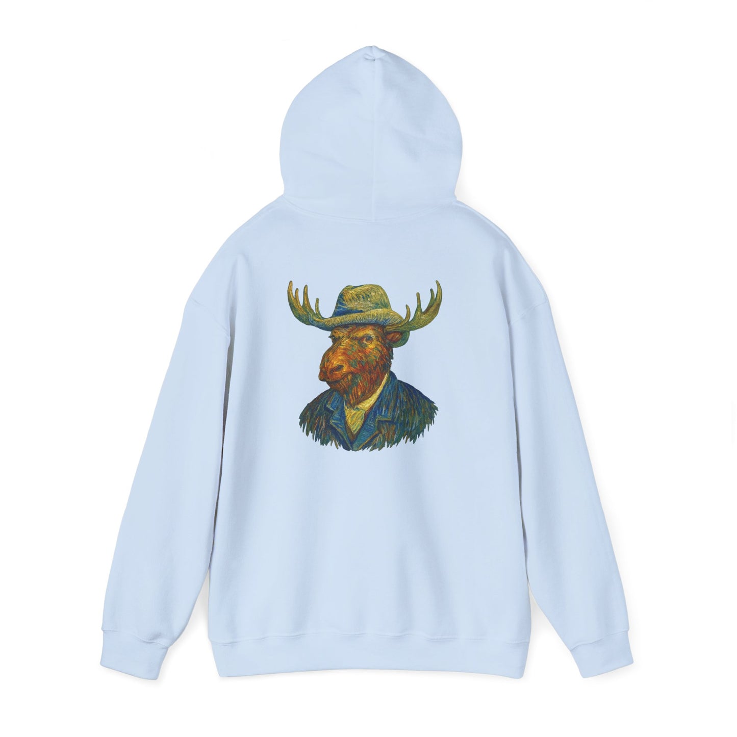 Van Gogh Moose Portrait Hoodie — Artistic Antlered Van Gogh Pullover