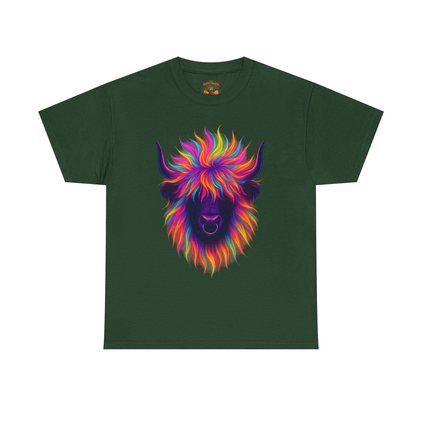 Colorful Highland Cow T-Shirt — Vibrant Rainbow Yak Graphic Tee