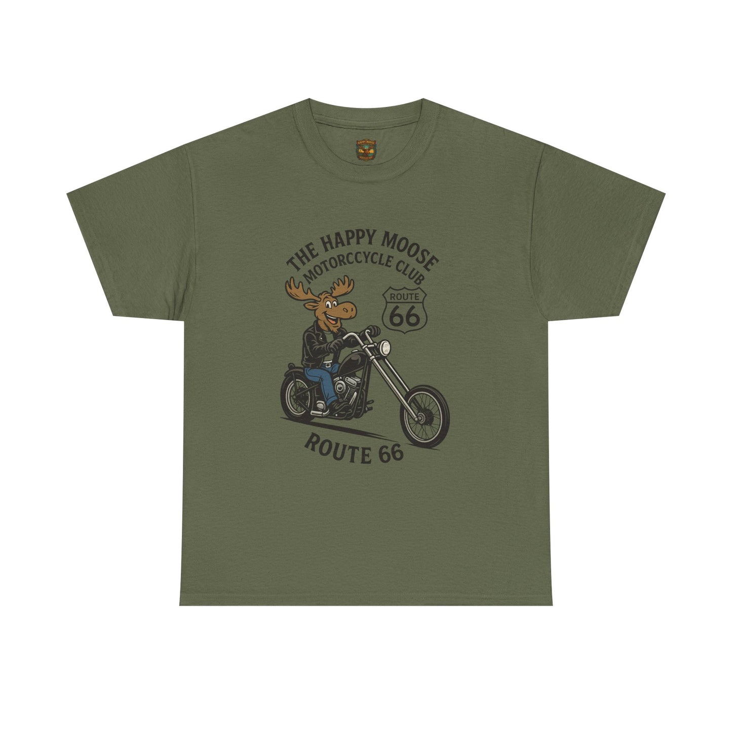 Happy Moose Motorcycle Club Route 66 T-Shirt | Moose Biker Tee