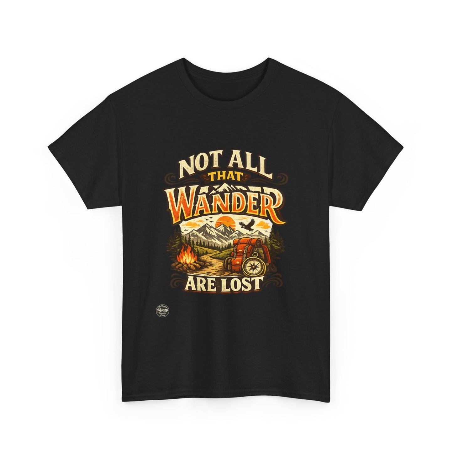 Wander Camper T‑Shirt — "Not All That Wander Are Lost" Adventure Tee