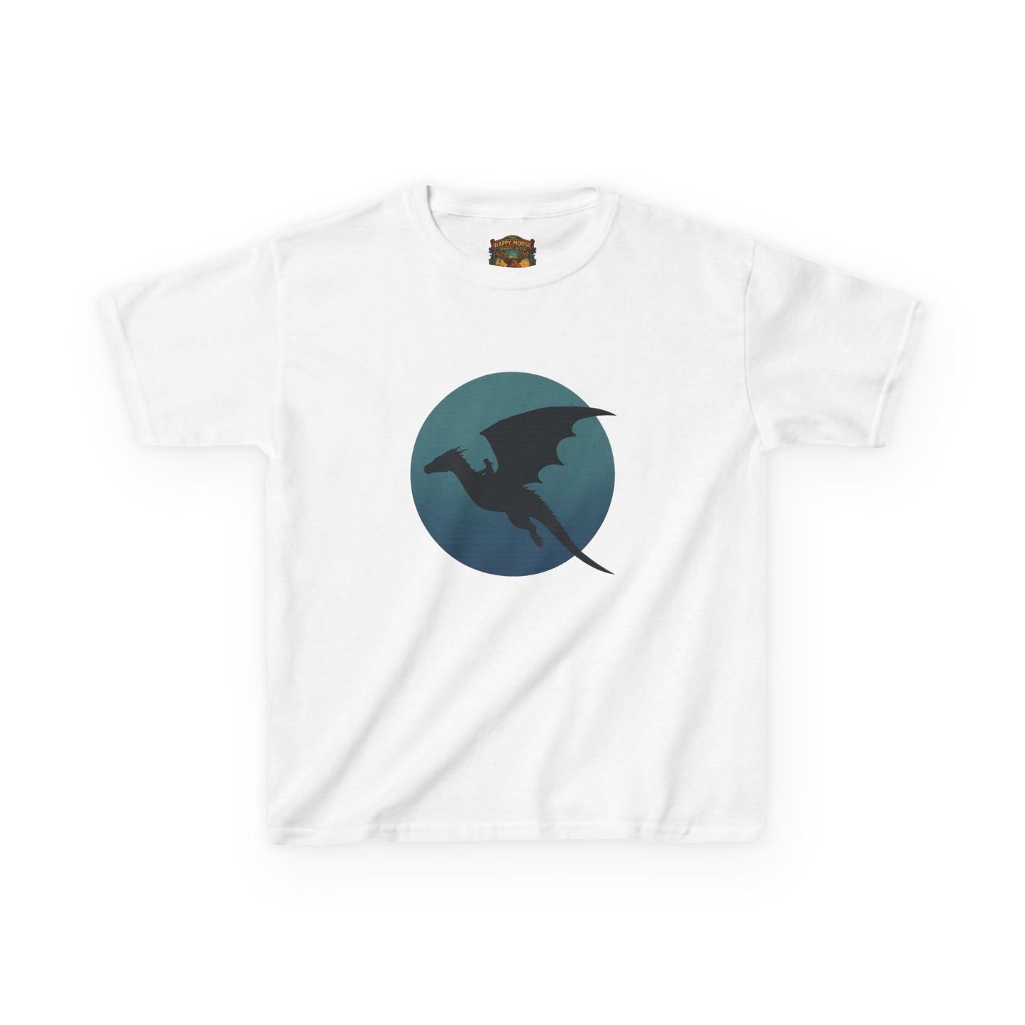 Kids Dragon Silhouette Tee — Fantasy Dragon Circle Graphic Shirt