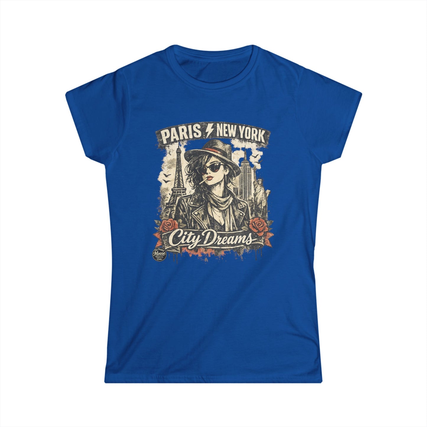 City Dreams Tee — Paris & New York Vintage Traveller Women's T‑Shirt #E