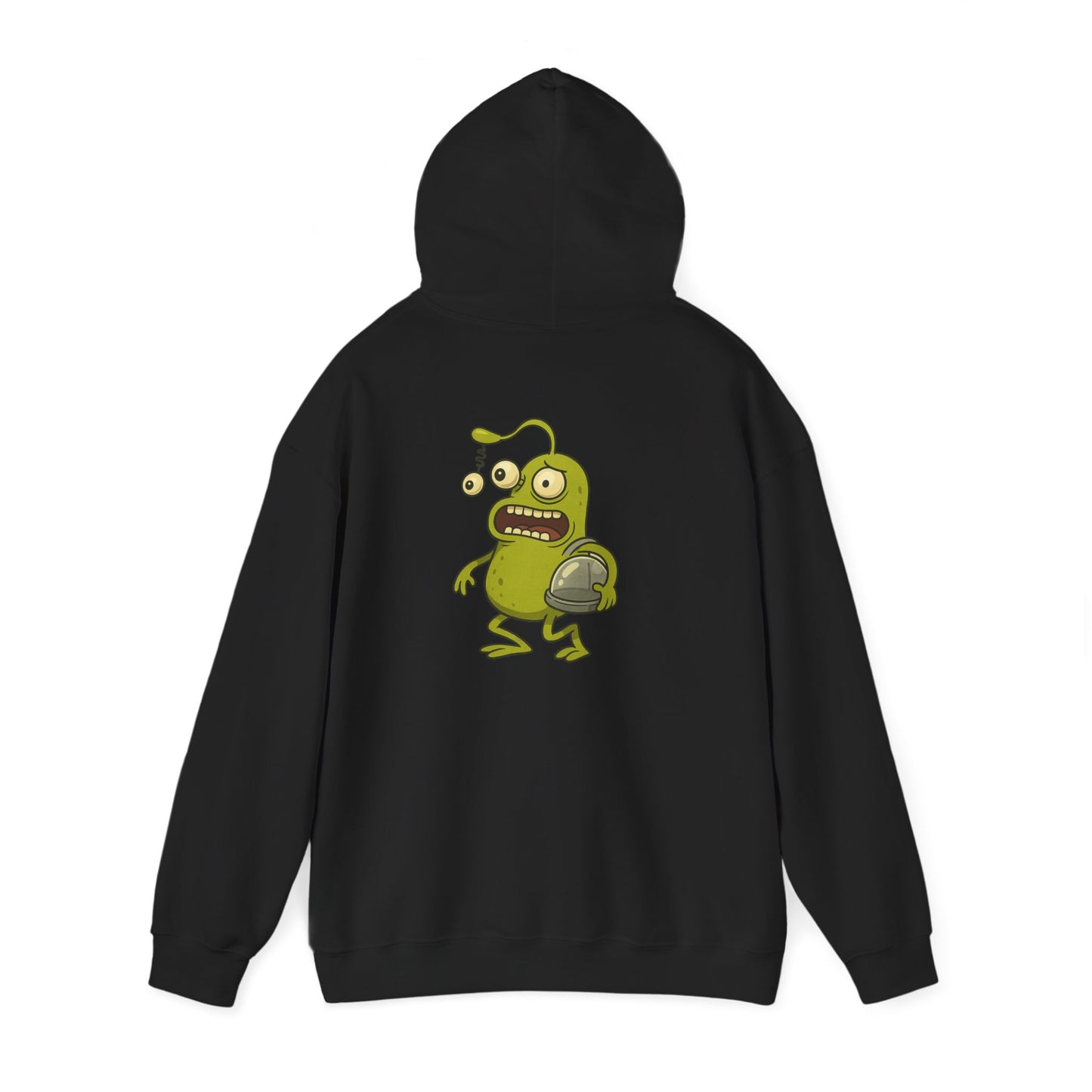 Alien Monster Hoodie — Cute Green Space Creature Graphic Hooded Sweatshirt