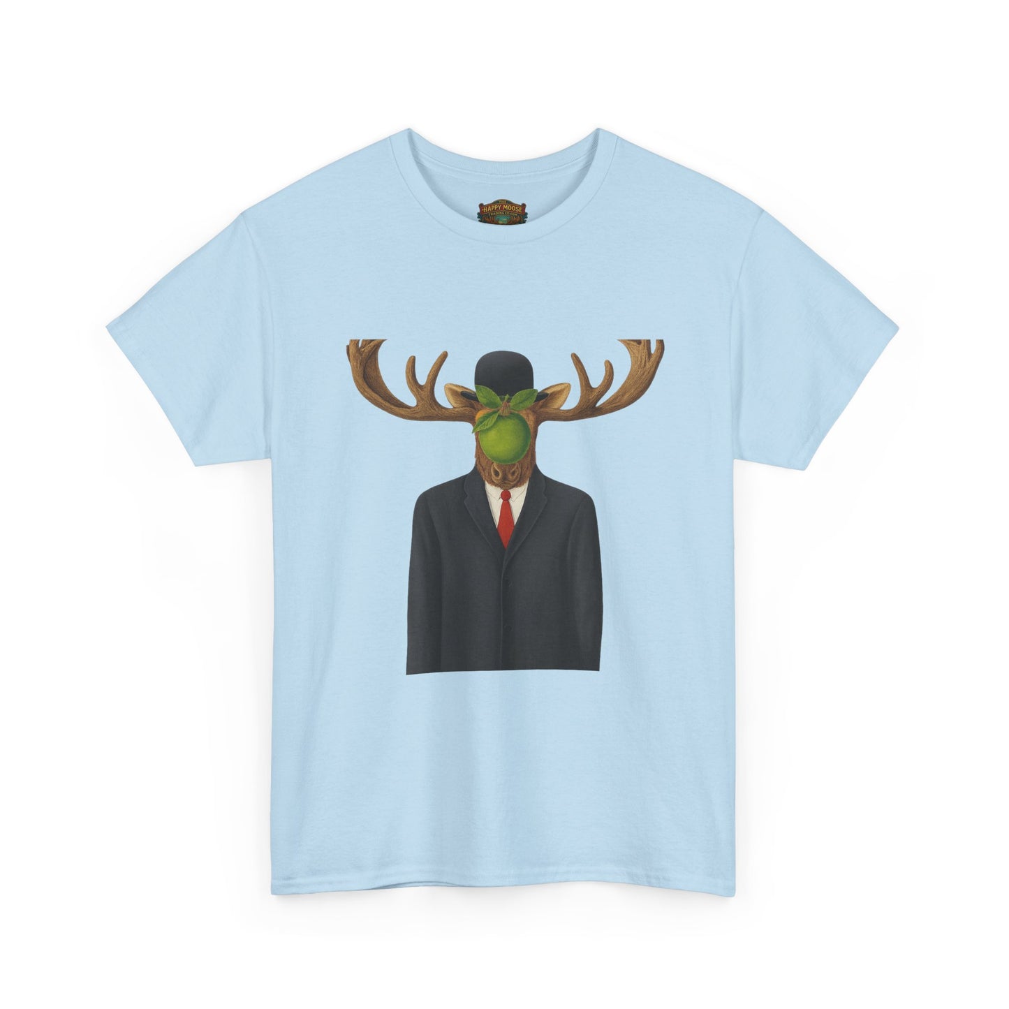 Surreal Moose Head Suit T‑Shirt — 'Man with Antlers' Artistic Graphic Tee