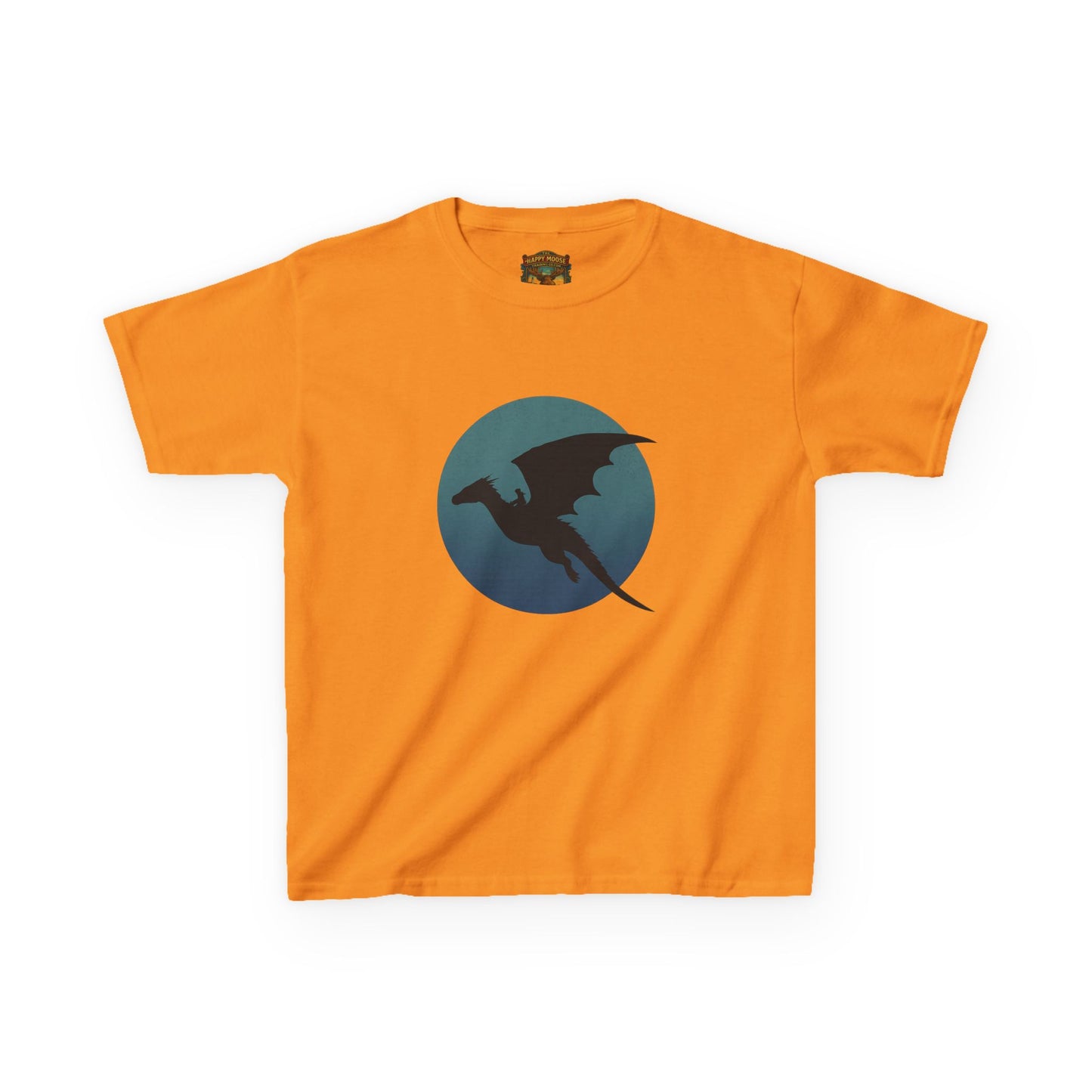 Kids Dragon Silhouette Tee — Fantasy Dragon Circle Graphic Shirt