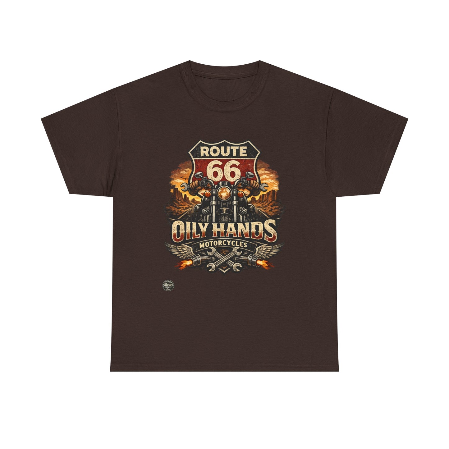 Route 66 'Oily Hands' Vintage Motorcycle T-Shirt #RS001