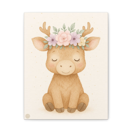 Woodland Baby Deer Canvas Print — Cute Nursery Wall Art