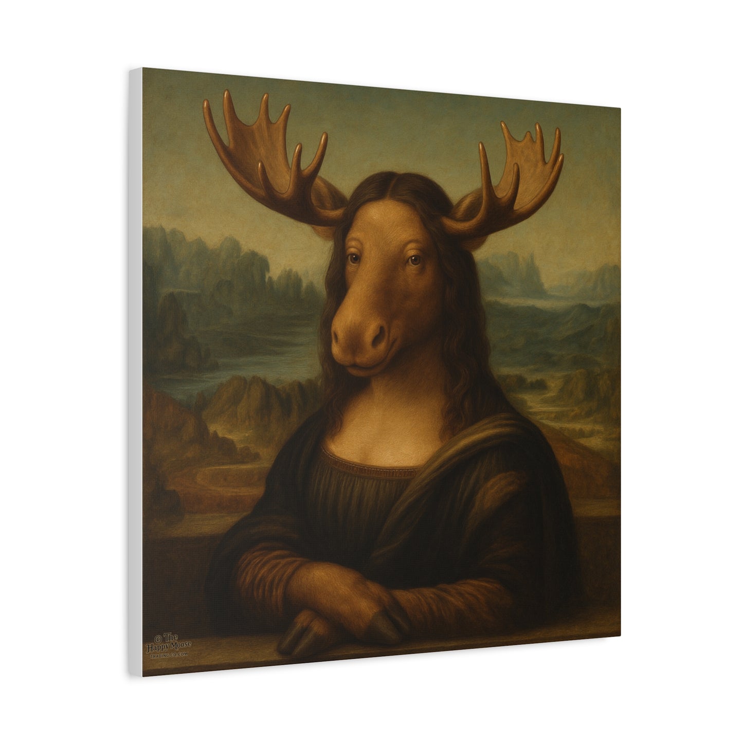 Mona Moose Canvas Print — Whimsical Animal Renaissance Wall Art