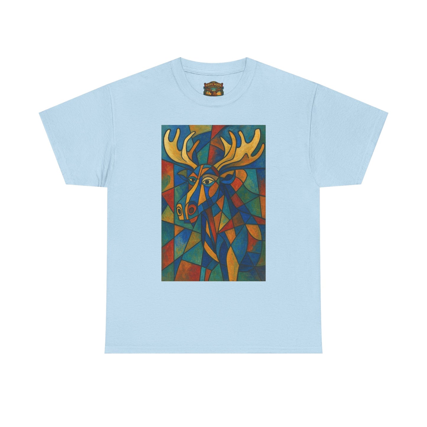 Picasso Moose T‑Shirt — Colorful Geometric Woodland Art Tee