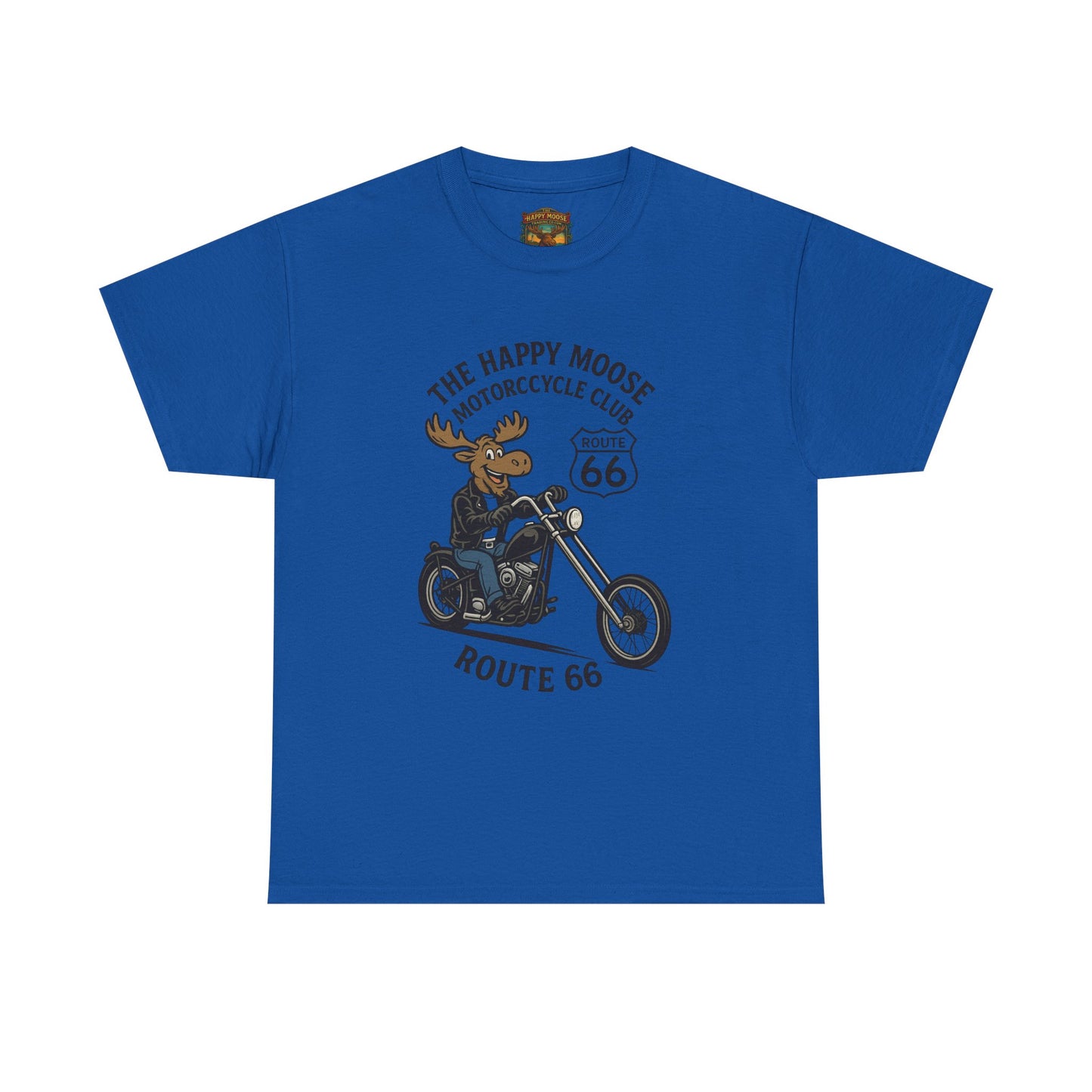 Happy Moose Motorcycle Club Route 66 T-Shirt | Moose Biker Tee