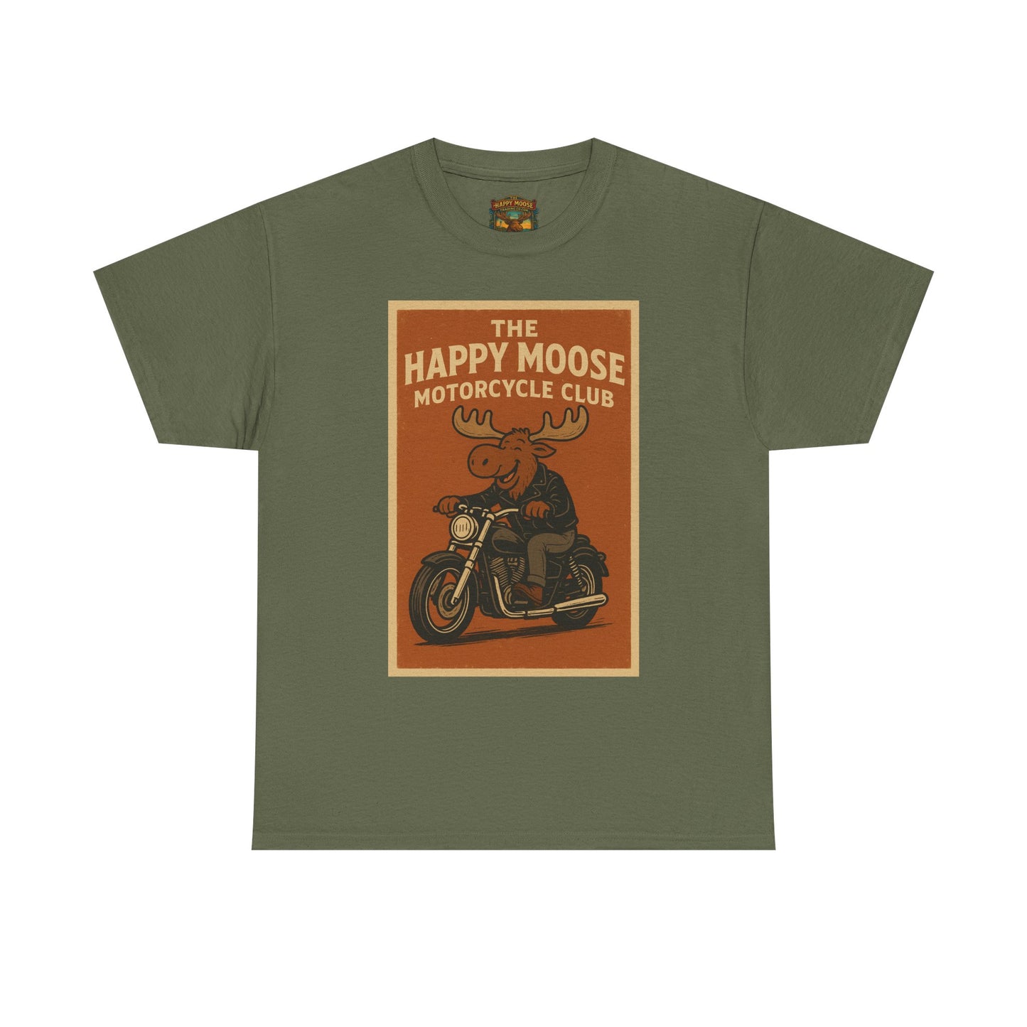 Happy Moose Motorcycle Club T-Shirt | Moose Biker Graphic