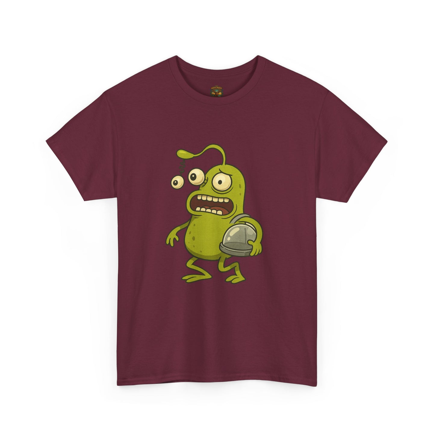 Green Alien Cartoon Tee | Funny Space Monster Illustration B