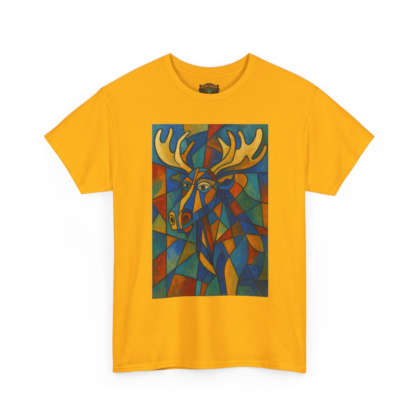 Picasso Moose T‑Shirt — Colorful Geometric Woodland Art Tee