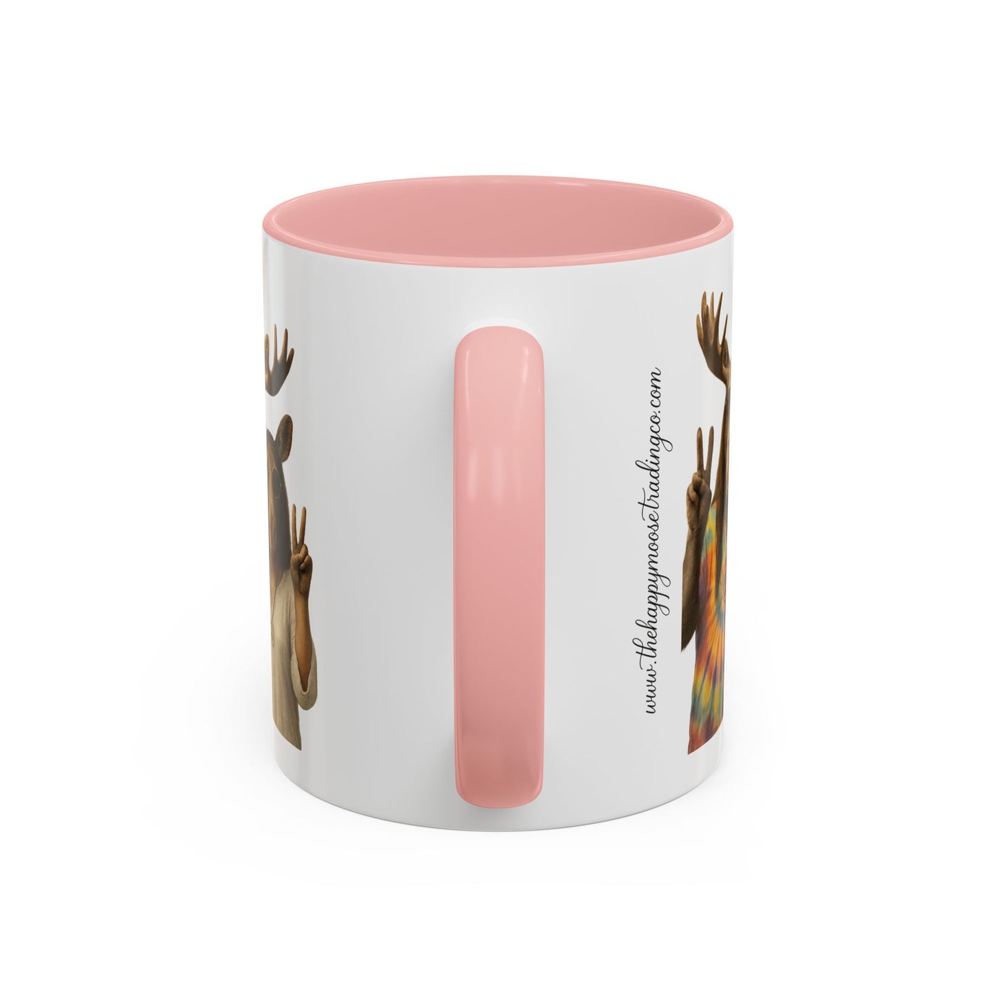 Peaceful Moose Couple Accent Coffee Mug — Hippie Tie-Dye Moose Peace Sign 11/15oz