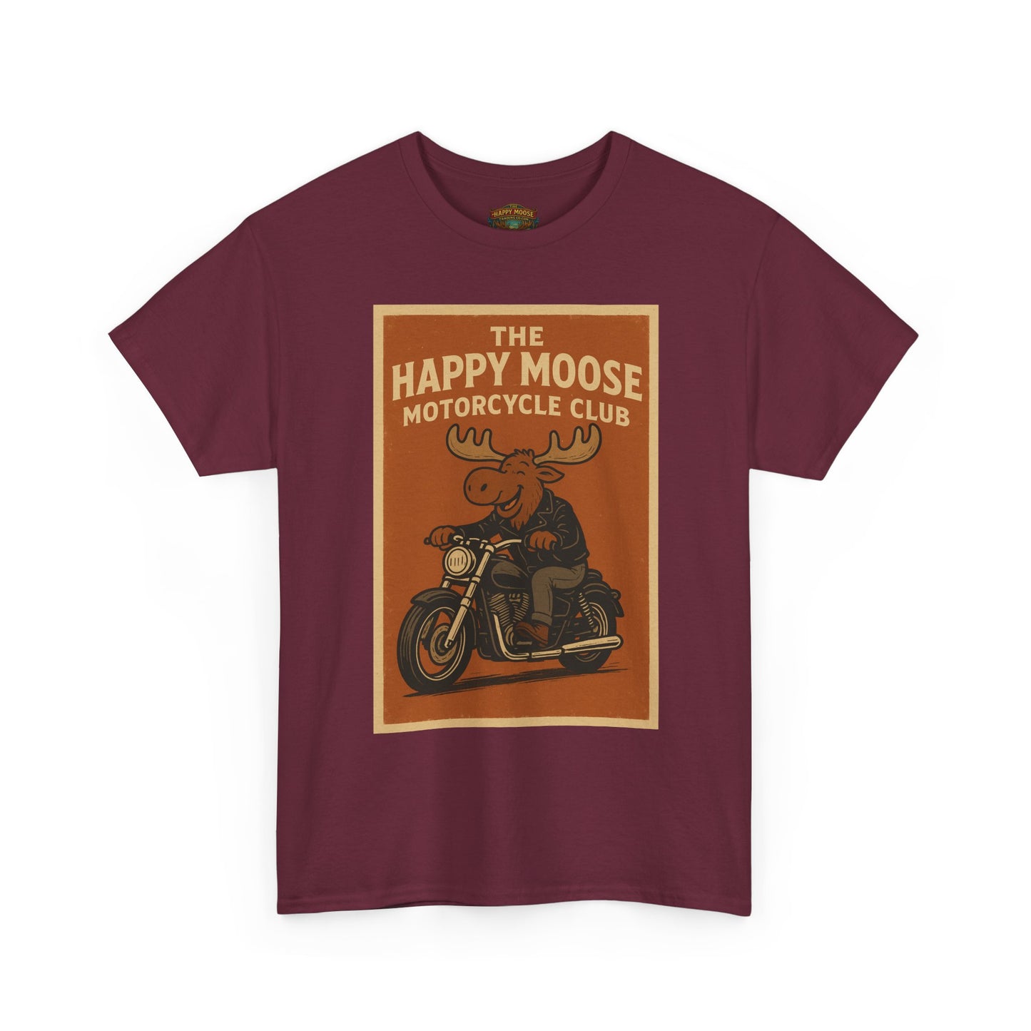Happy Moose Motorcycle Club T-Shirt | Moose Biker Graphic