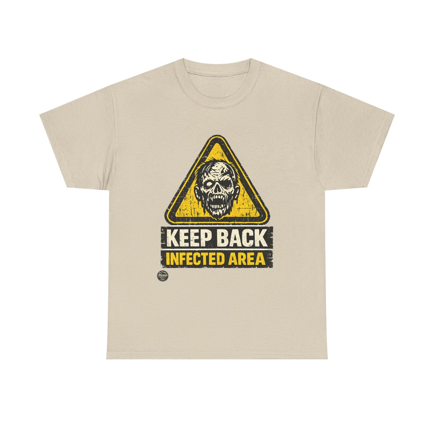 Zombie Warning Tee — "Keep Back Infected Area" Graphic T-Shirt