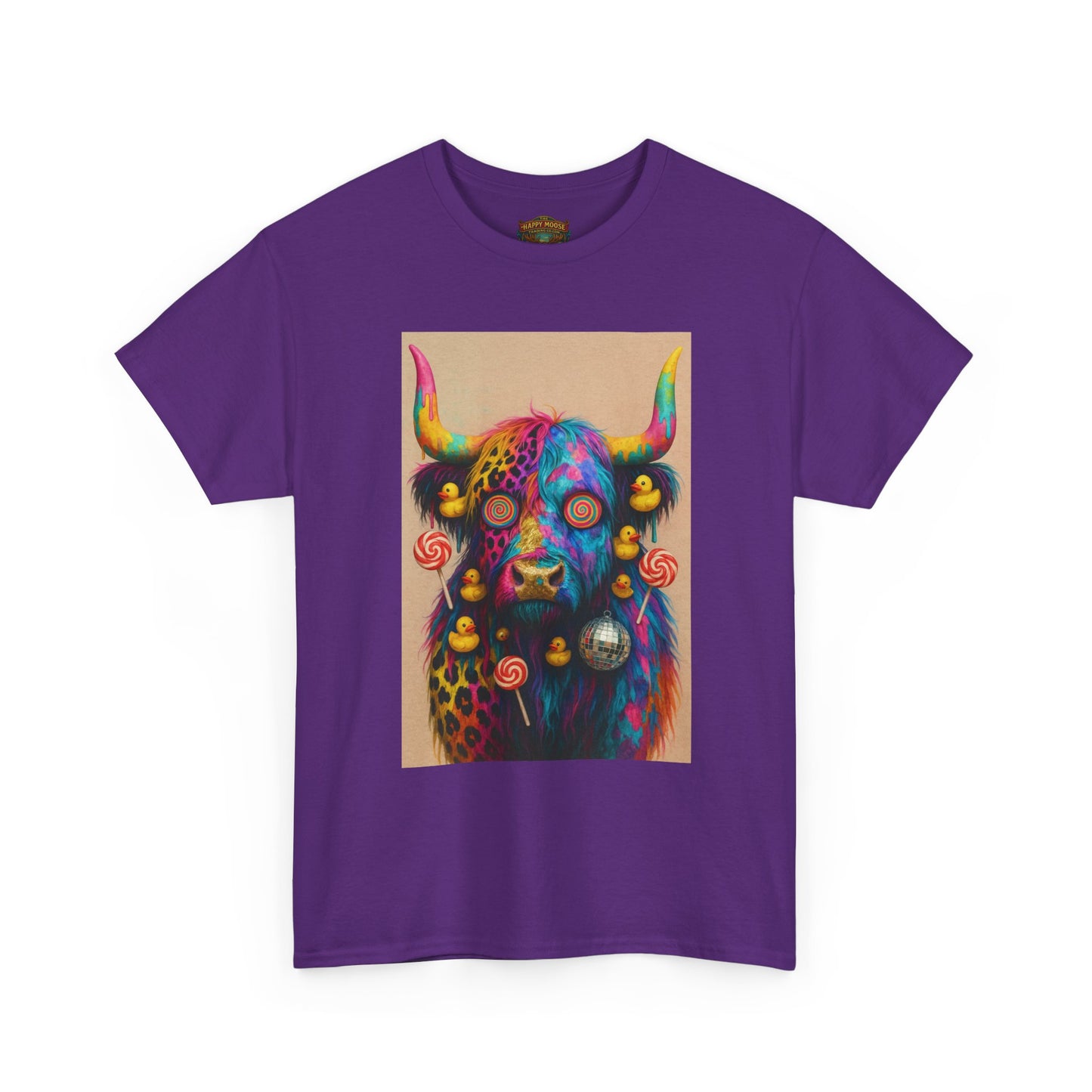 Psychedelic Highland Cow T-Shirt | Retro Rainbow Cow Art 6