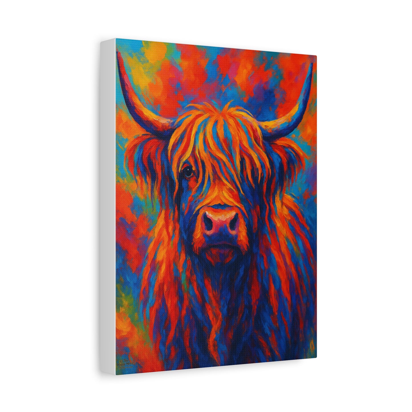 Colorful Highland Cow Canvas Print – Vibrant Pop Art Cattle Wall Decor