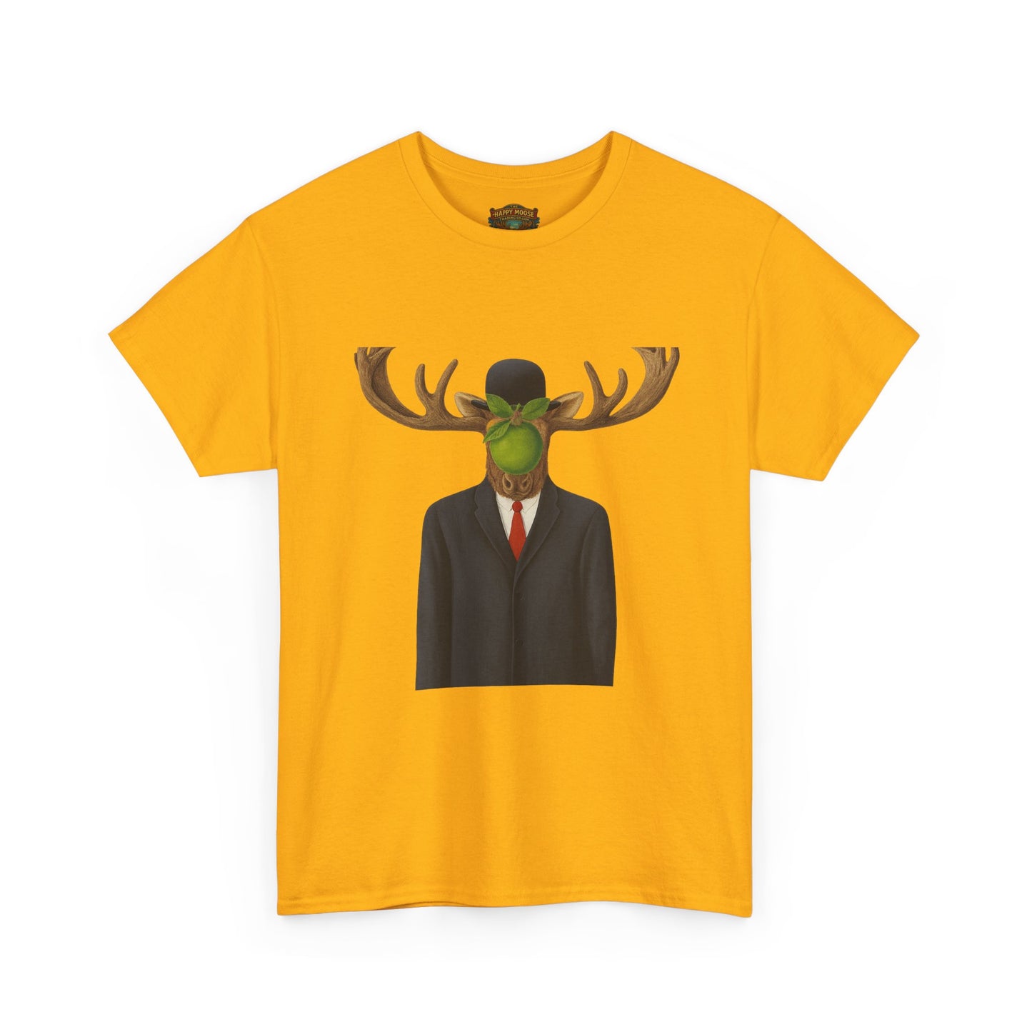 Surreal Moose Head Suit T‑Shirt — 'Man with Antlers' Artistic Graphic Tee