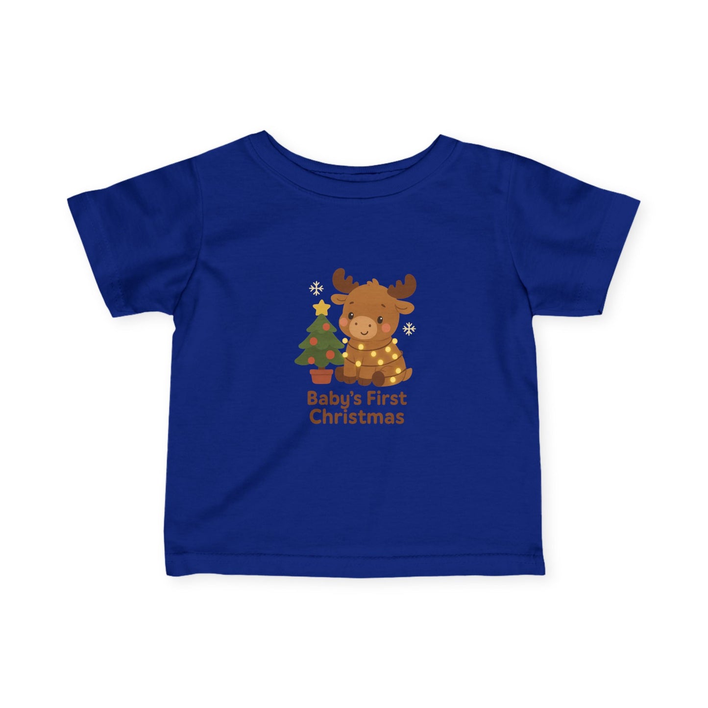 Baby's First Christmas Infant Tee — Cute Reindeer & Tree Holiday Shirt